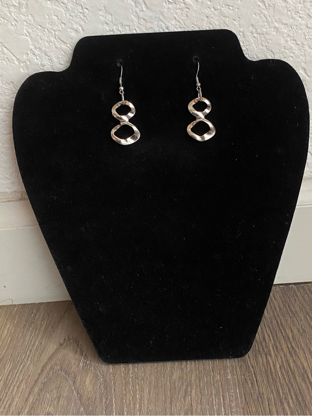 Silver Double Loop Dangle Earrings